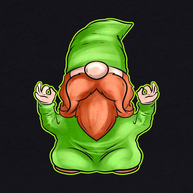 Meditating Gnome Doing Yoga For St Patricks Day by SinBle